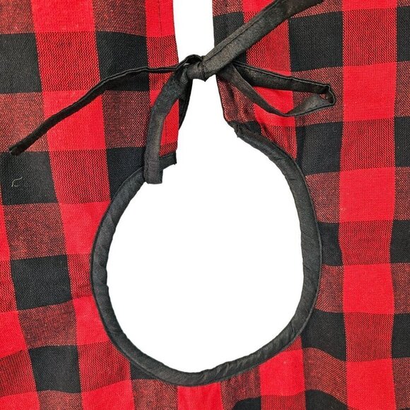 Hobby Lobby Christmas Tree Skirt Embroidered Reindeer Red Buffalo Check 52"D NEW - Picture 5 of 9